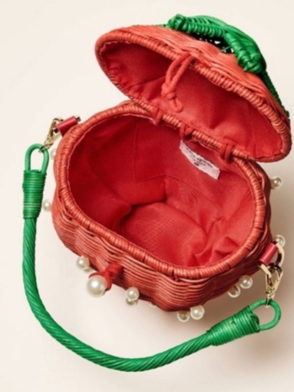 kate spade Red & Green Strawberry Mini Top-Handle Bag with Pearls - Picture 2 of 2